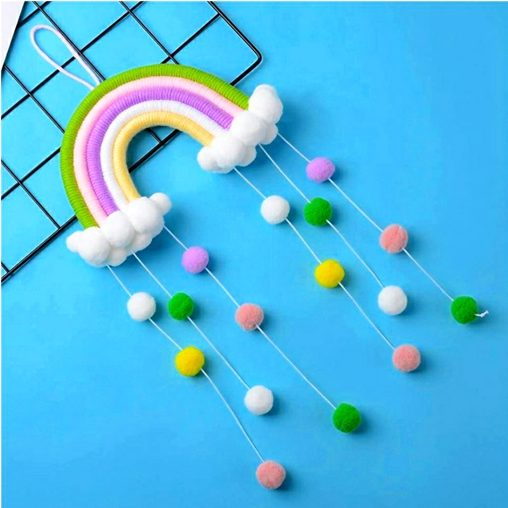 Handmade macrame rainbow wall hanging